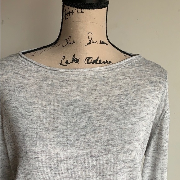 Zara Scoopneck Lace Tie Grey Top Size Small - Picture 3 of 8